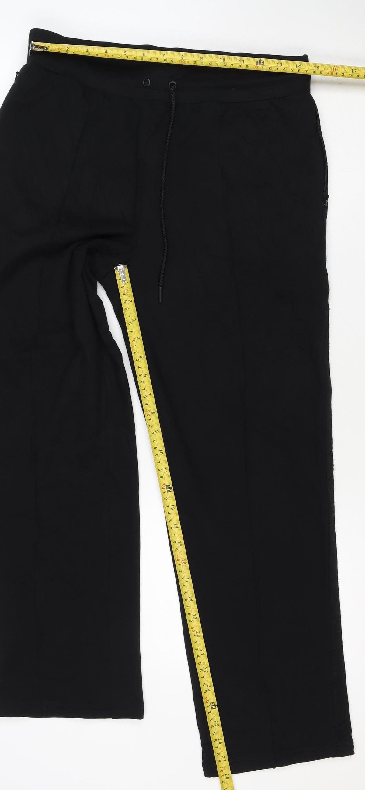 Marks and Spencer Women Black Size 14 Stretch Drawstring Trousers