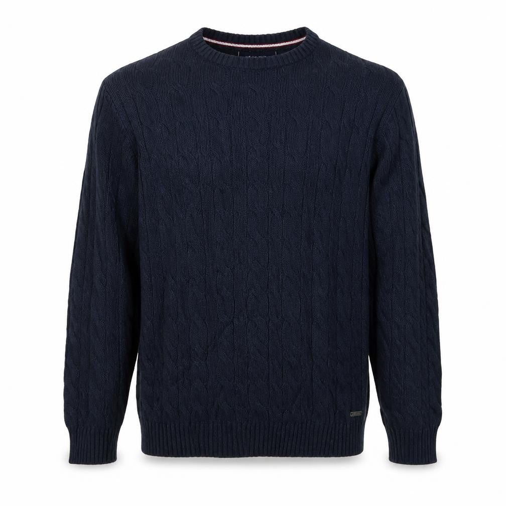 Kangol Men’s Blue XL Cable Knit Crew Neck Cotton Pullover Jumper