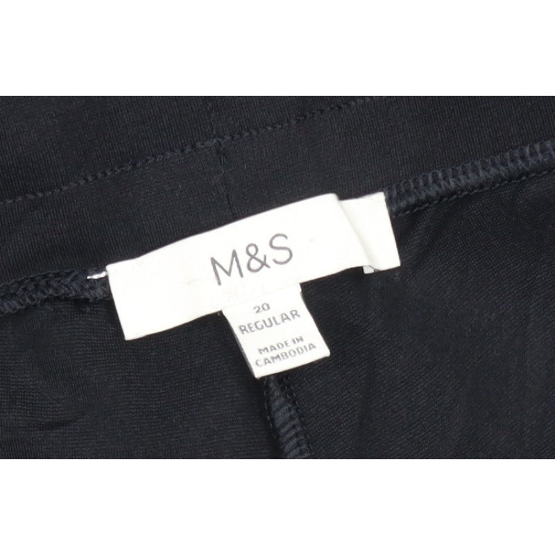 Marks & Spencer Women’s Black Size 20 Regular Drawstring Stripe Joggers