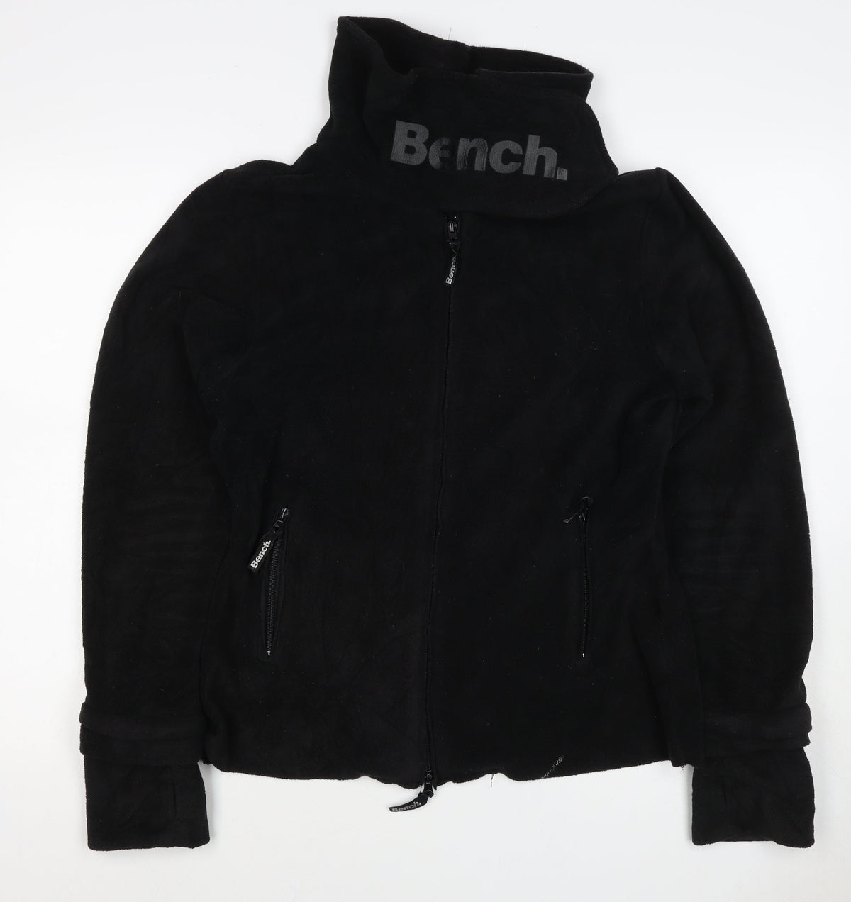 Bench Women's Black UK 14 Fleece Full Zip Logo Jacket