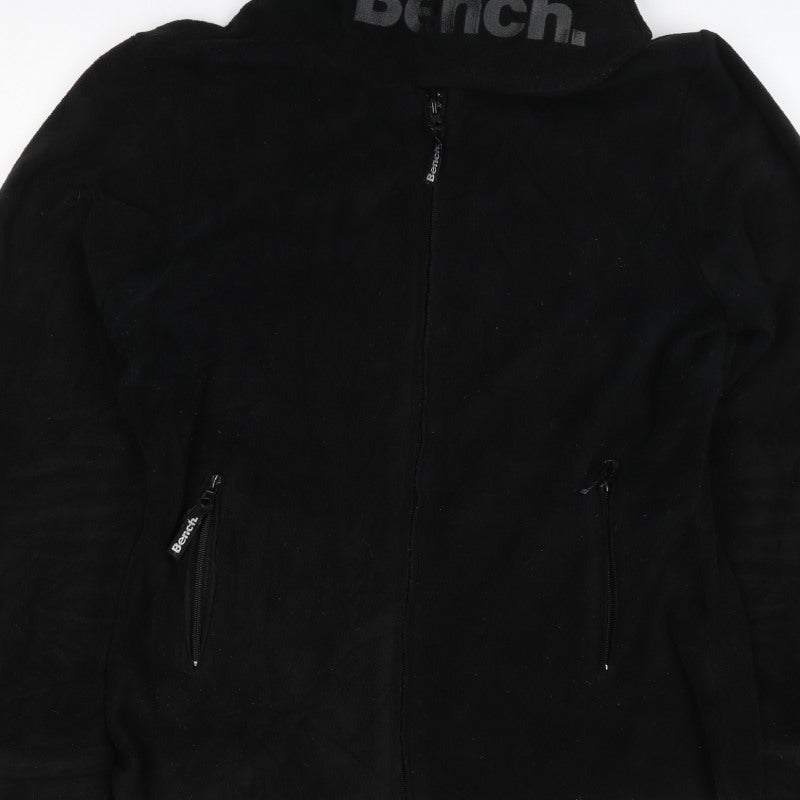 Bench Women's Black UK 14 Fleece Full Zip Logo Jacket
