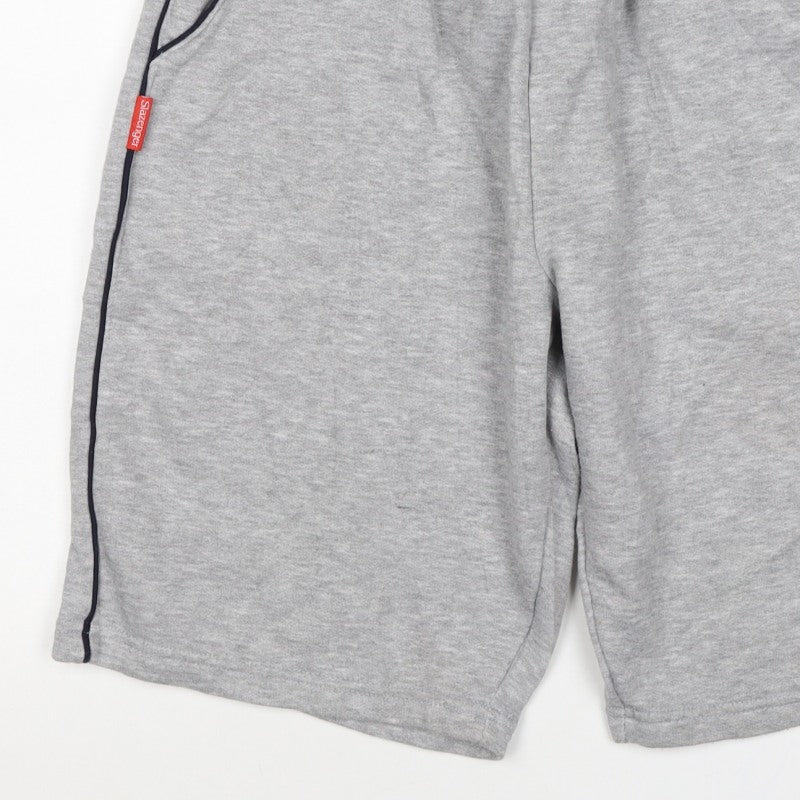 Slazenger Men Grey M Fleece Drawstring Sweat Shorts Pockets Logo