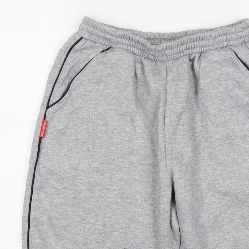 Slazenger Men Grey M Fleece Drawstring Sweat Shorts Pockets Logo