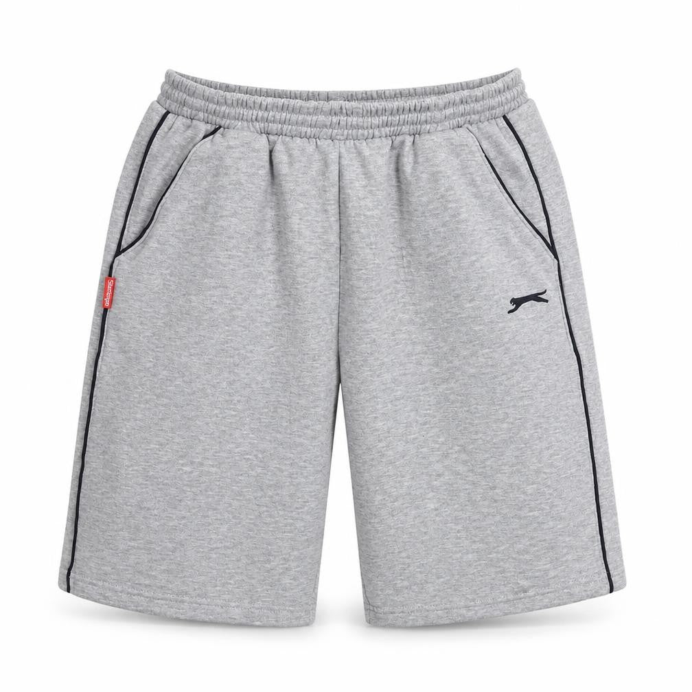 Slazenger Men Grey M Fleece Drawstring Sweat Shorts Pockets Logo
