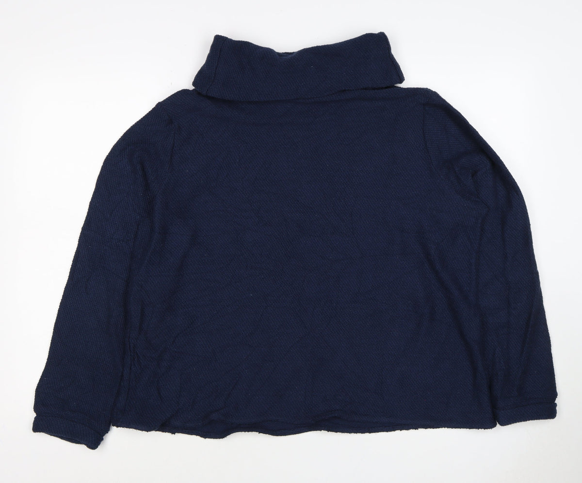 Mountain Warehouse Women Blue UK 16 Cable Knit Roll Neck Jumper Pockets
