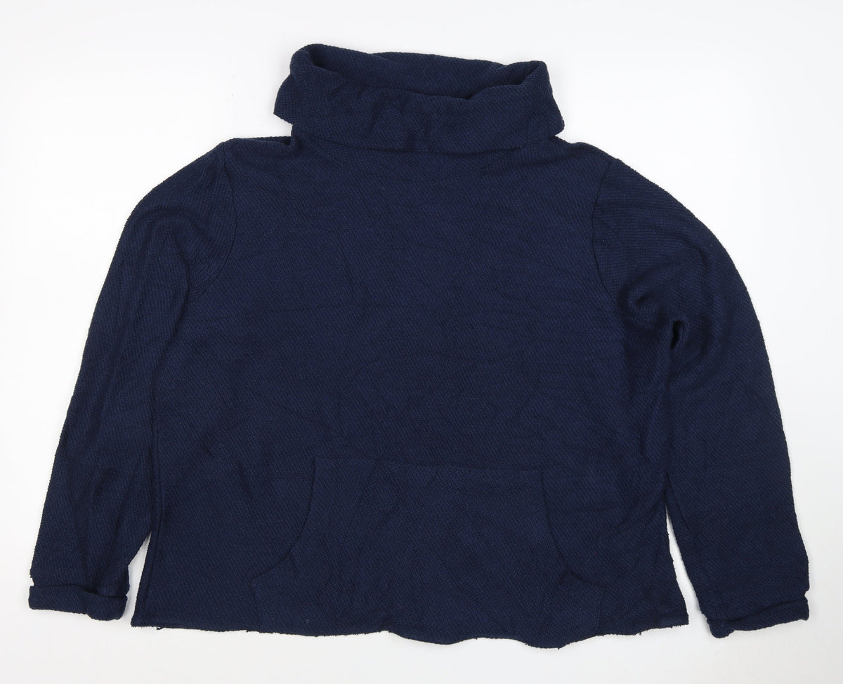 Mountain Warehouse Women Blue UK 16 Cable Knit Roll Neck Jumper Pockets