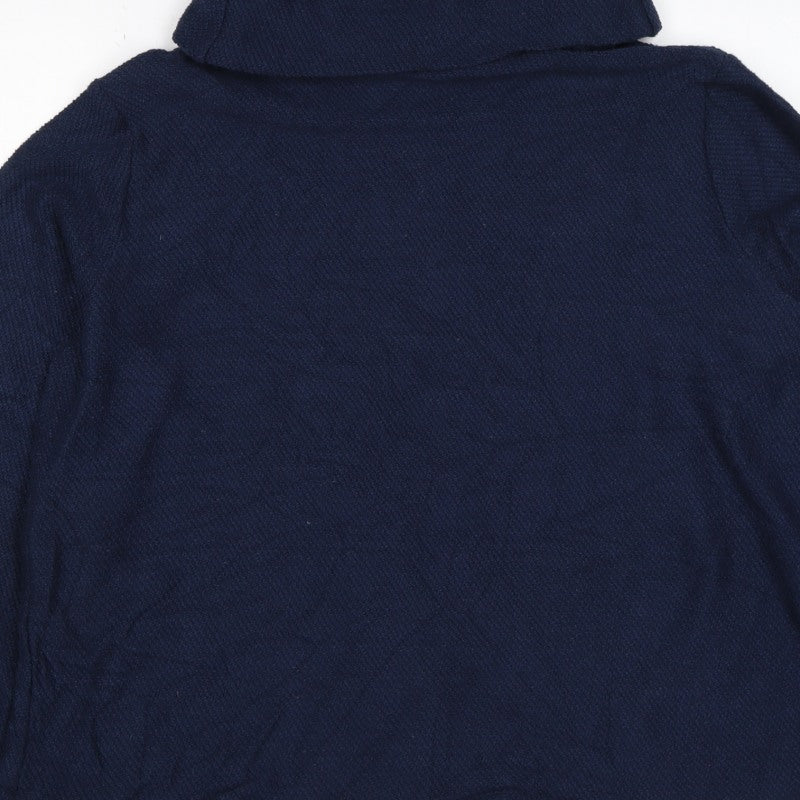 Mountain Warehouse Women Blue UK 16 Cable Knit Roll Neck Jumper Pockets