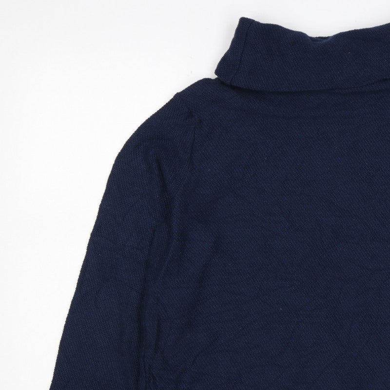 Mountain Warehouse Women Blue UK 16 Cable Knit Roll Neck Jumper Pockets