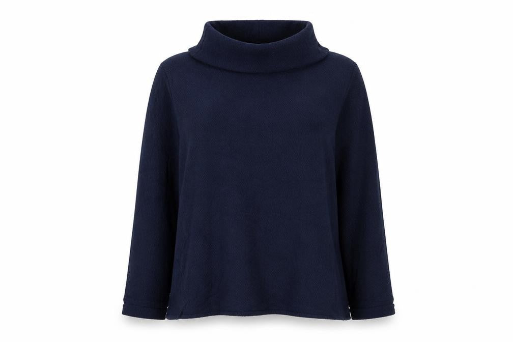 Mountain Warehouse Women Blue UK 16 Cable Knit Roll Neck Jumper Pockets