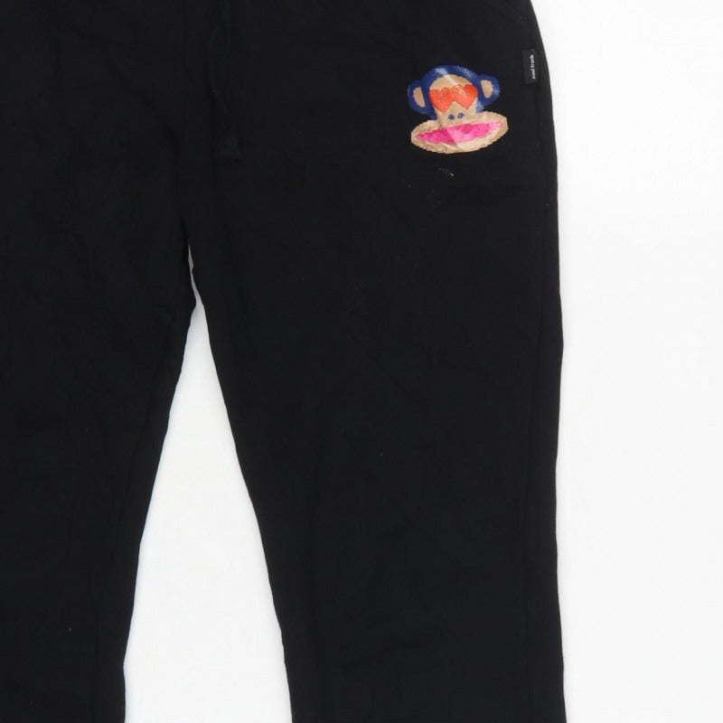 Paul Frank Women’s Black UK 12 Jogger Sweatpants Monkey Embroidered