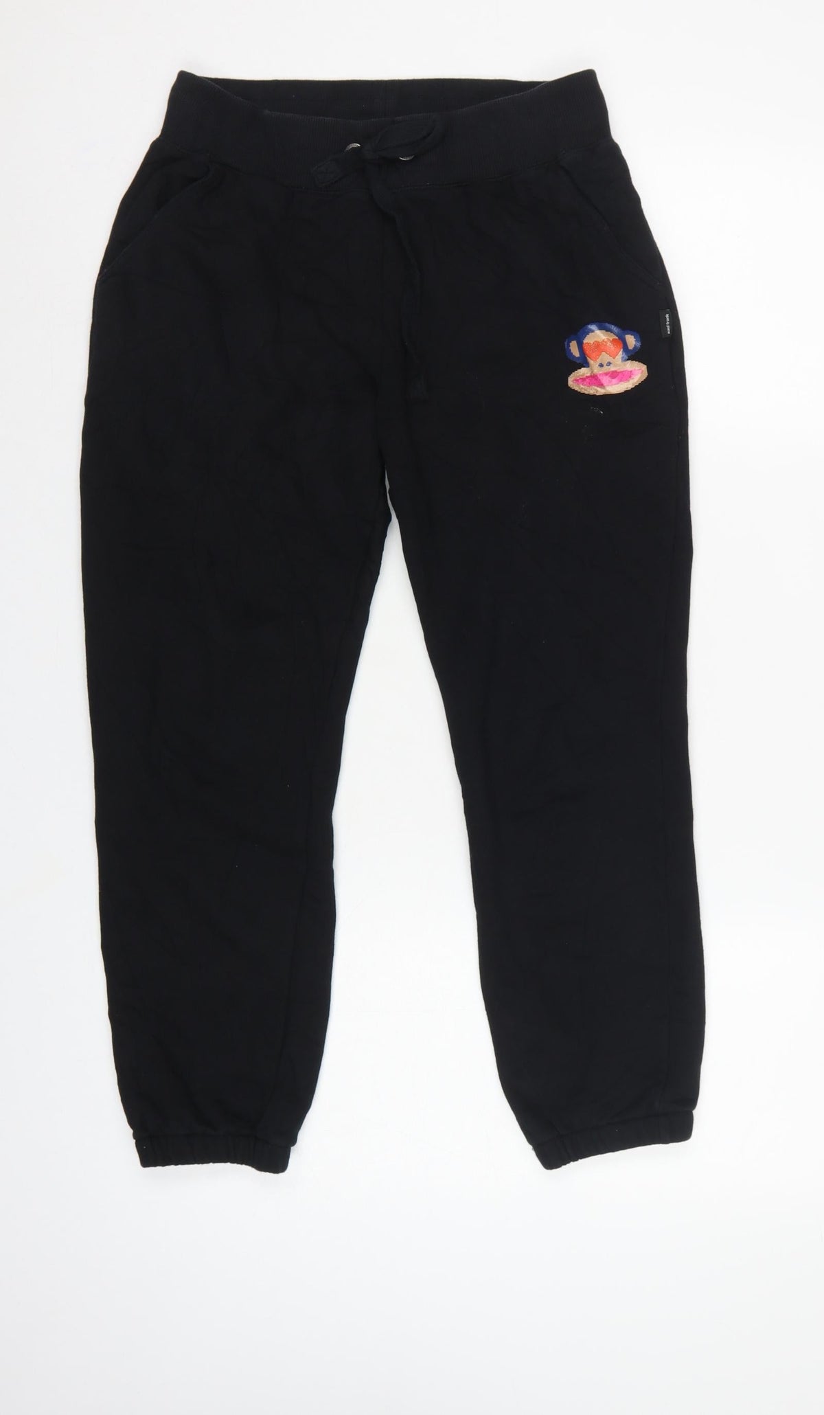 Paul Frank Women’s Black UK 12 Jogger Sweatpants Monkey Embroidered