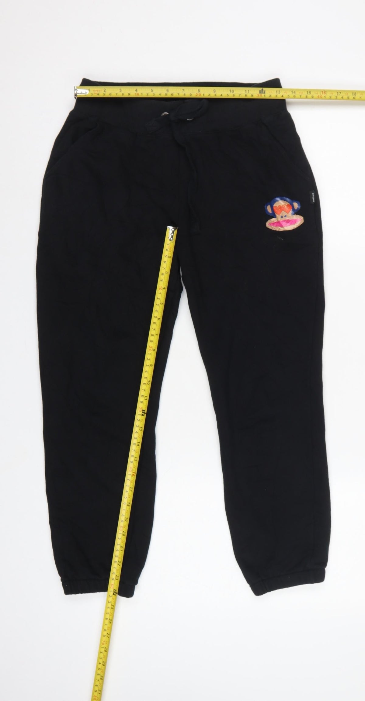 Paul Frank Women’s Black UK 12 Jogger Sweatpants Monkey Embroidered