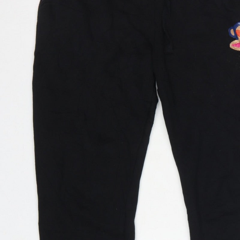 Paul Frank Women’s Black UK 12 Jogger Sweatpants Monkey Embroidered