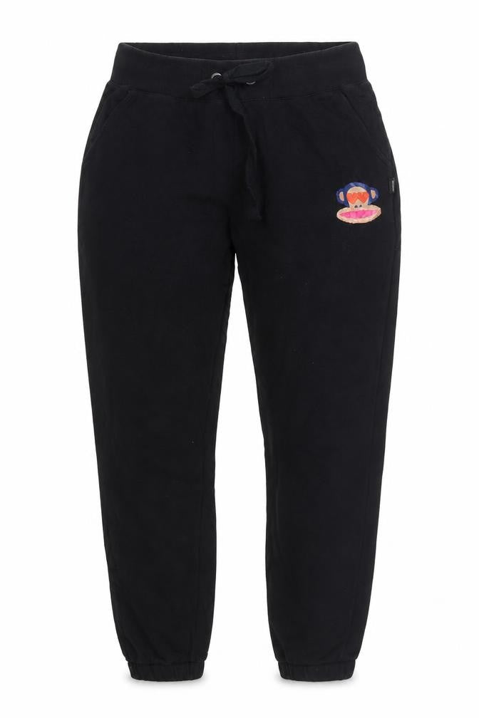 Paul Frank Women’s Black UK 12 Jogger Sweatpants Monkey Embroidered