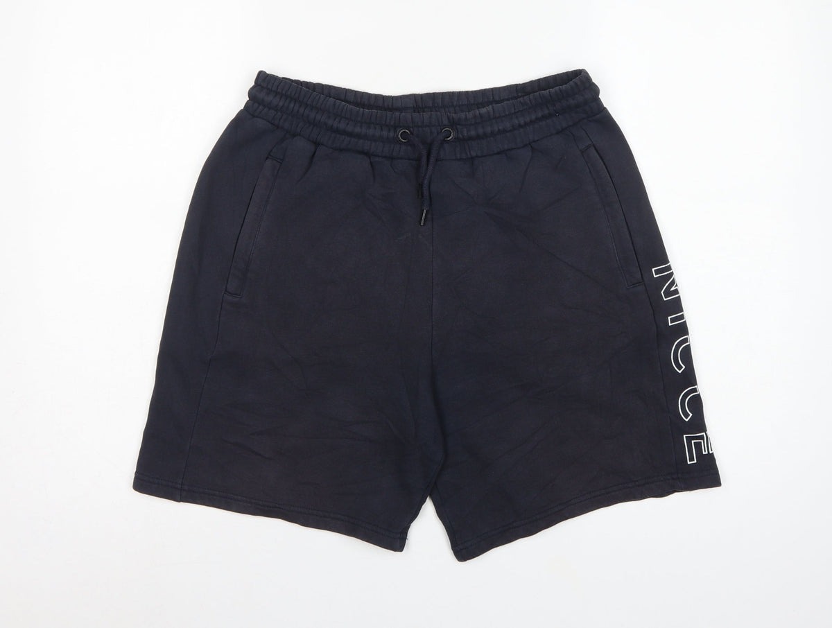NICCE Men’s Blue M Sweat Shorts Drawstring Logo Pockets
