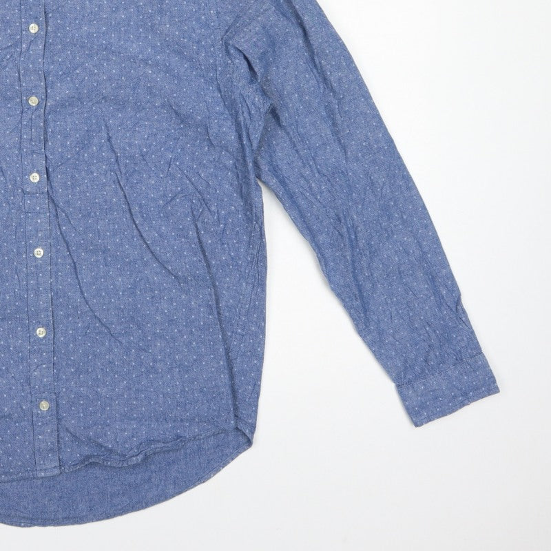 Springfield Women Blue Polka Dot Chambray Button-Up Shirt UK 14