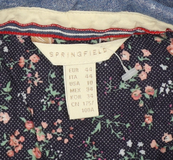 Springfield Women Blue Polka Dot Chambray Button-Up Shirt UK 14