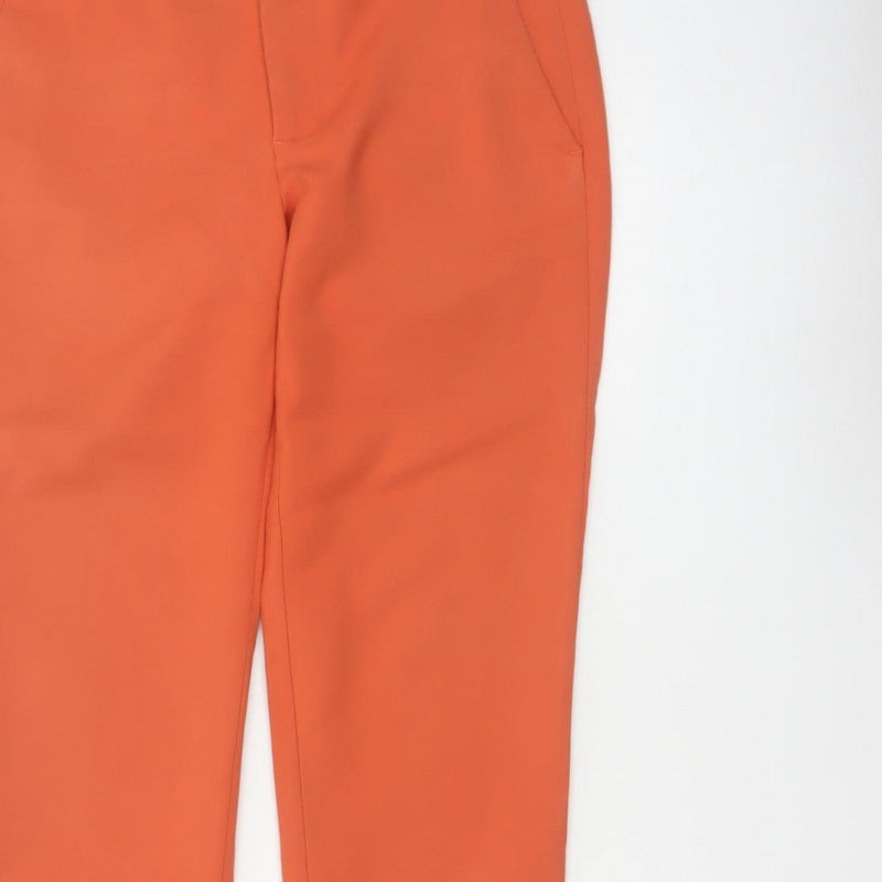 Zara Women Orange S Tapered Tailored Dress Trousers Pockets