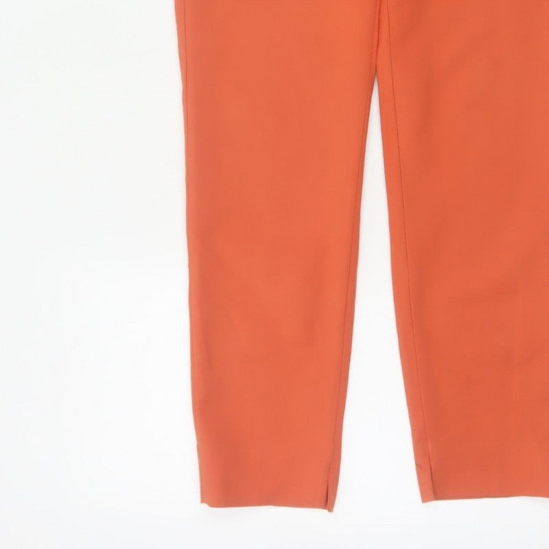 Zara Women Orange S Tapered Tailored Dress Trousers Pockets