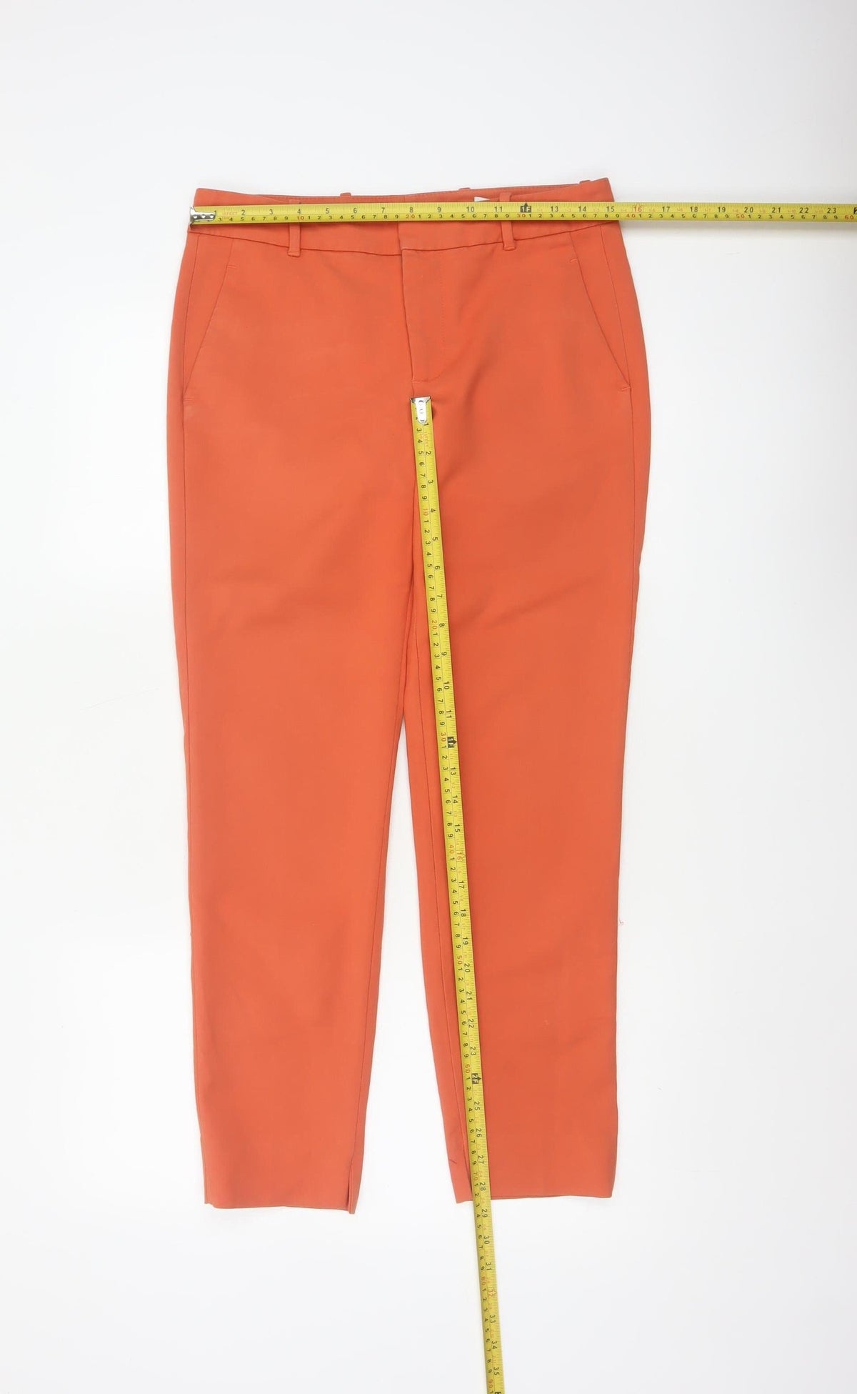 Zara Women Orange S Tapered Tailored Dress Trousers Pockets