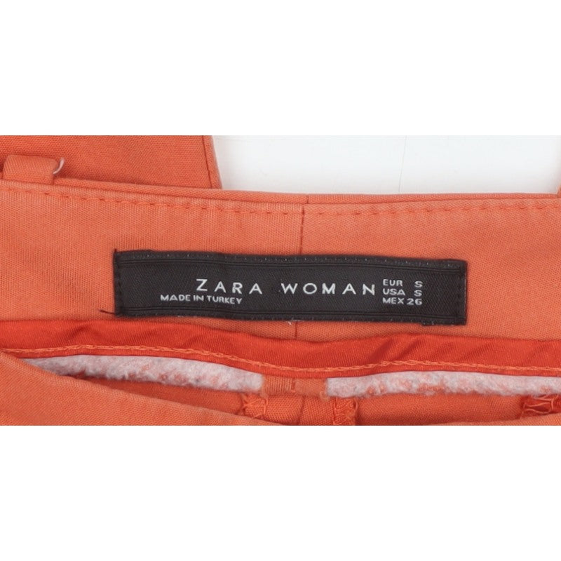 Zara Women Orange S Tapered Tailored Dress Trousers Pockets