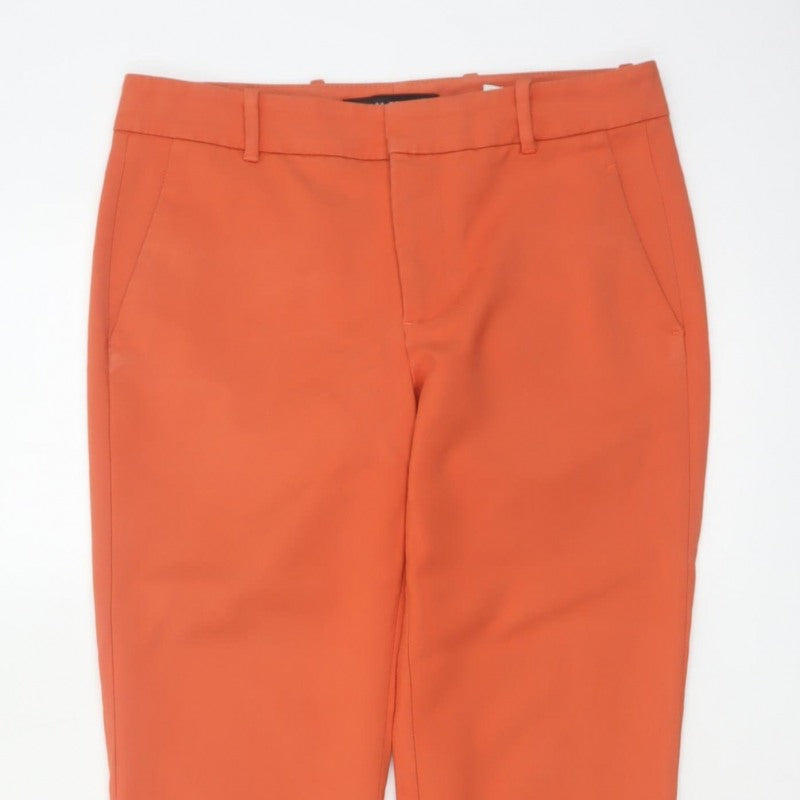 Zara Women Orange S Tapered Tailored Dress Trousers Pockets