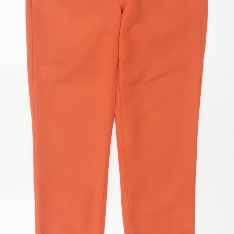 Zara Women Orange S Tapered Tailored Dress Trousers Pockets