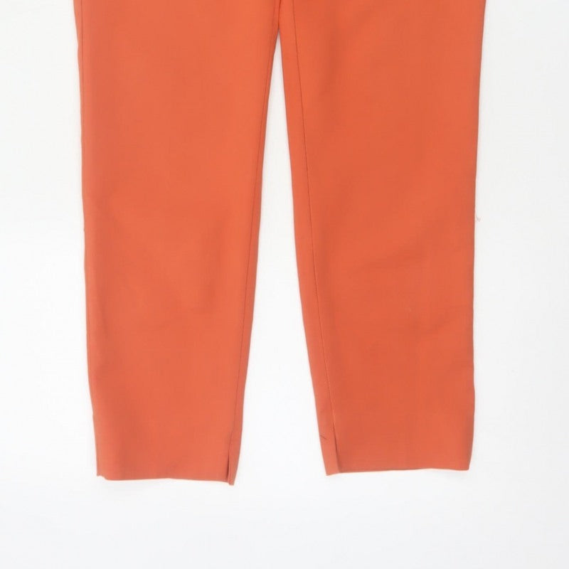 Zara Women Orange S Tapered Tailored Dress Trousers Pockets