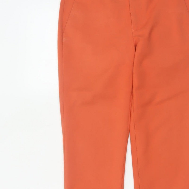 Zara Women Orange S Tapered Tailored Dress Trousers Pockets