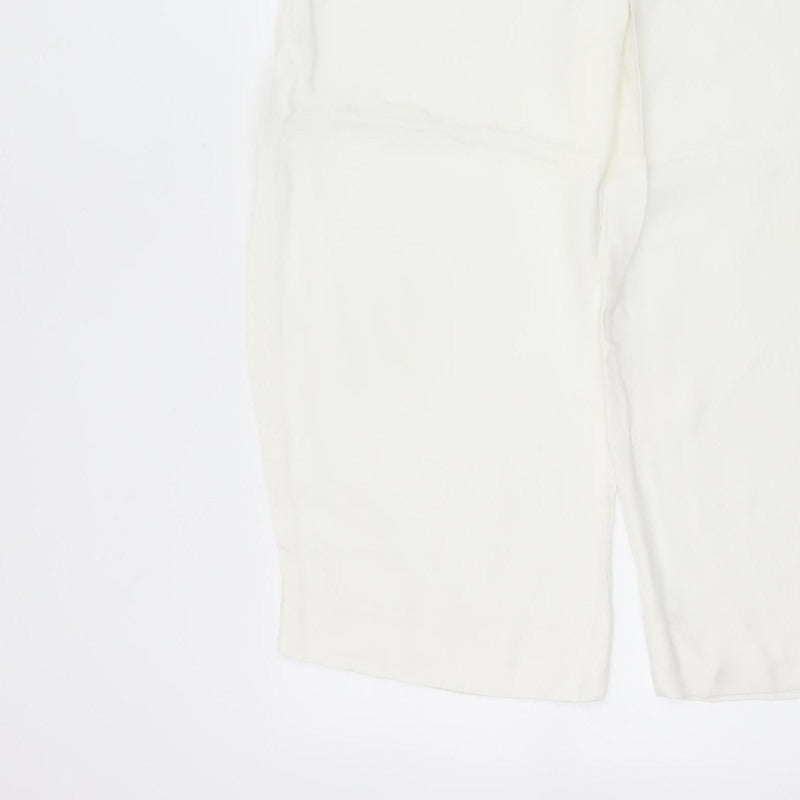 Zara Woman White UK 14 High Waist Wide Leg Pleated Trousers