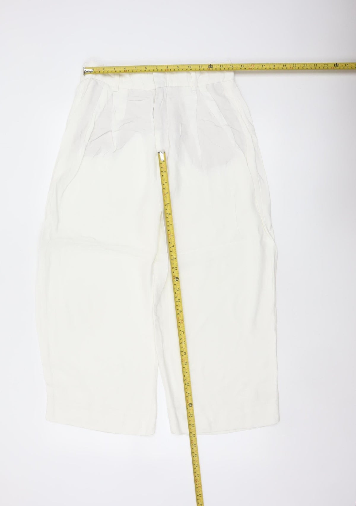 Zara Woman White UK 14 High Waist Wide Leg Pleated Trousers