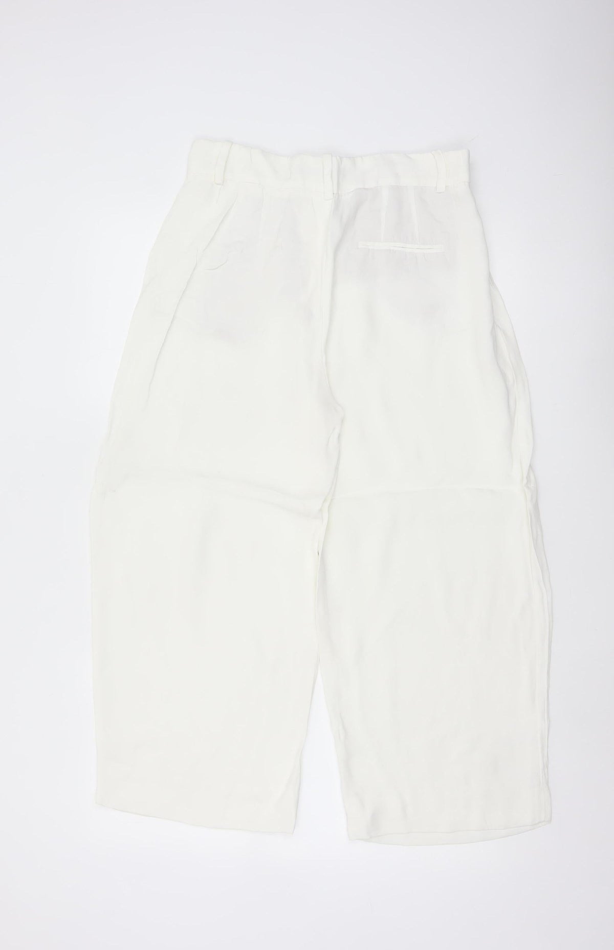 Zara Woman White UK 14 High Waist Wide Leg Pleated Trousers