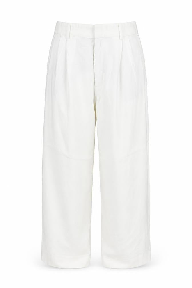 Zara Woman White UK 14 High Waist Wide Leg Pleated Trousers