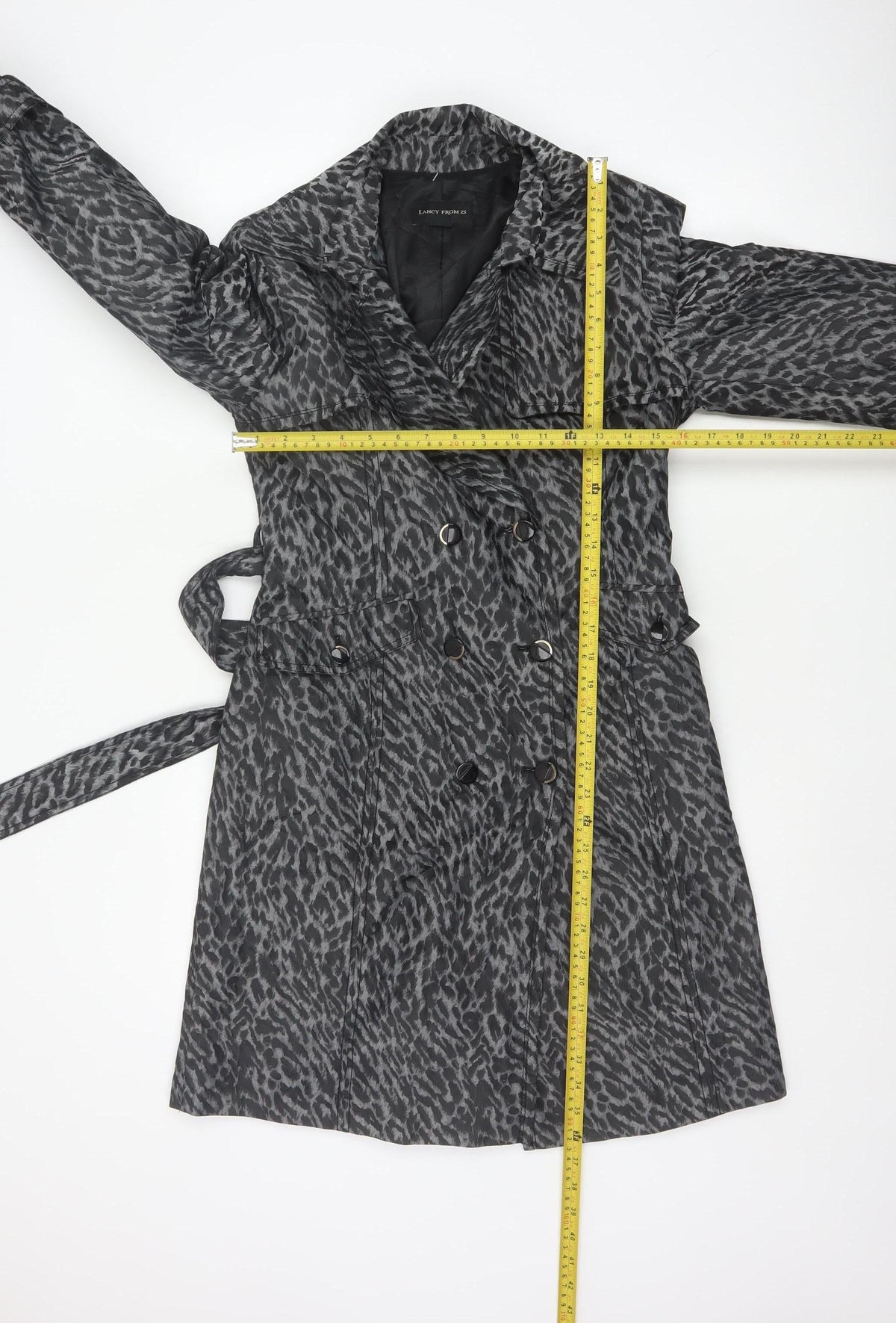 Lancy From 25 Women's Grey UK 10 Leopard Print Belted Trench Coat