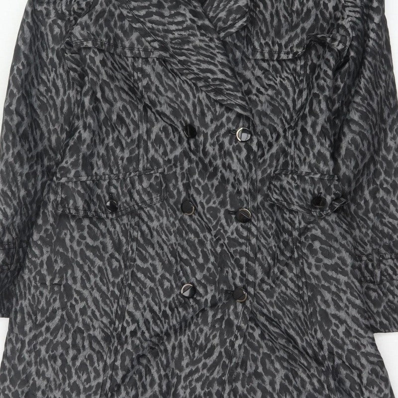 Lancy From 25 Women's Grey UK 10 Leopard Print Belted Trench Coat