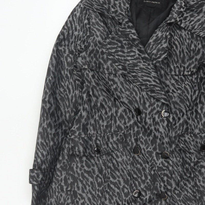 Lancy From 25 Women's Grey UK 10 Leopard Print Belted Trench Coat