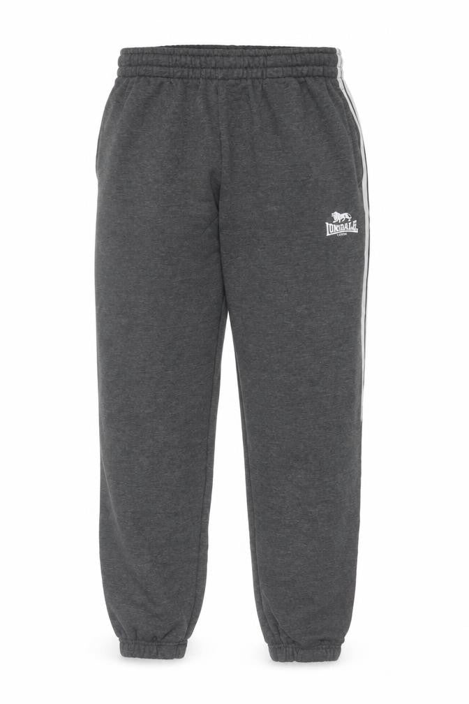 Lonsdale Men’s Grey M Jogger Sweatpants Logo Stripe Cuffed Pockets