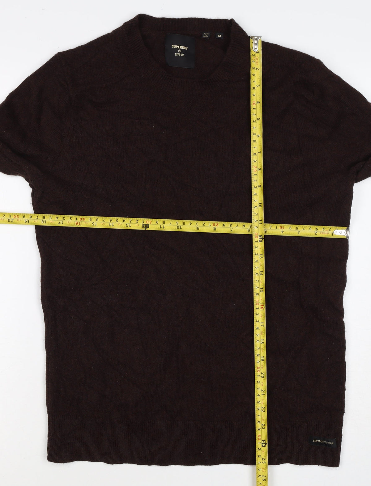 Superdry Men’s Brown M Crew Neck Knit Pullover Jumper Logo