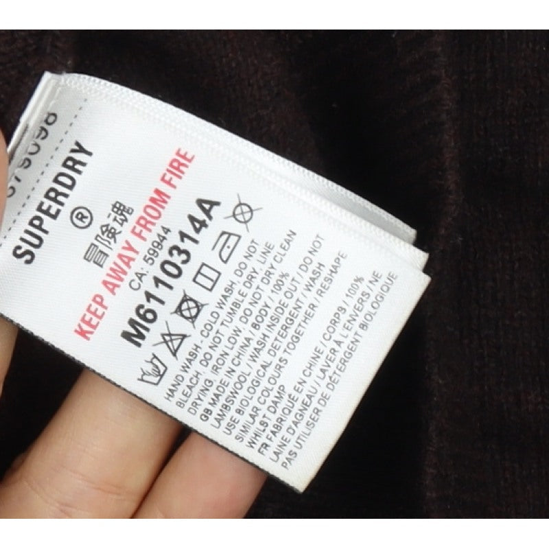 Superdry Men’s Brown M Crew Neck Knit Pullover Jumper Logo
