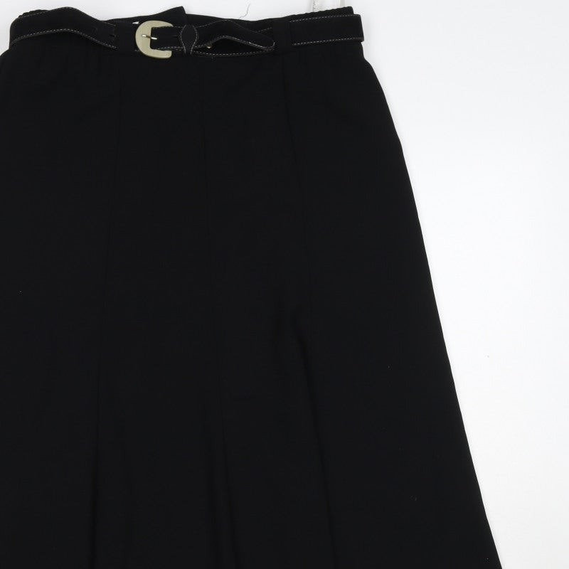 Gold by Michael Women Black Size 16 Long A-Line Belted Skirt