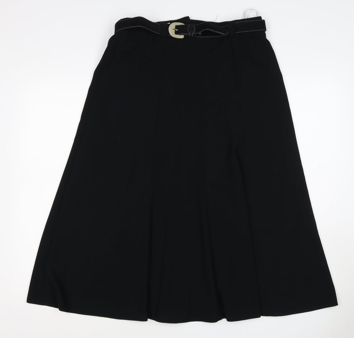 Gold by Michael Women Black Size 16 Long A-Line Belted Skirt