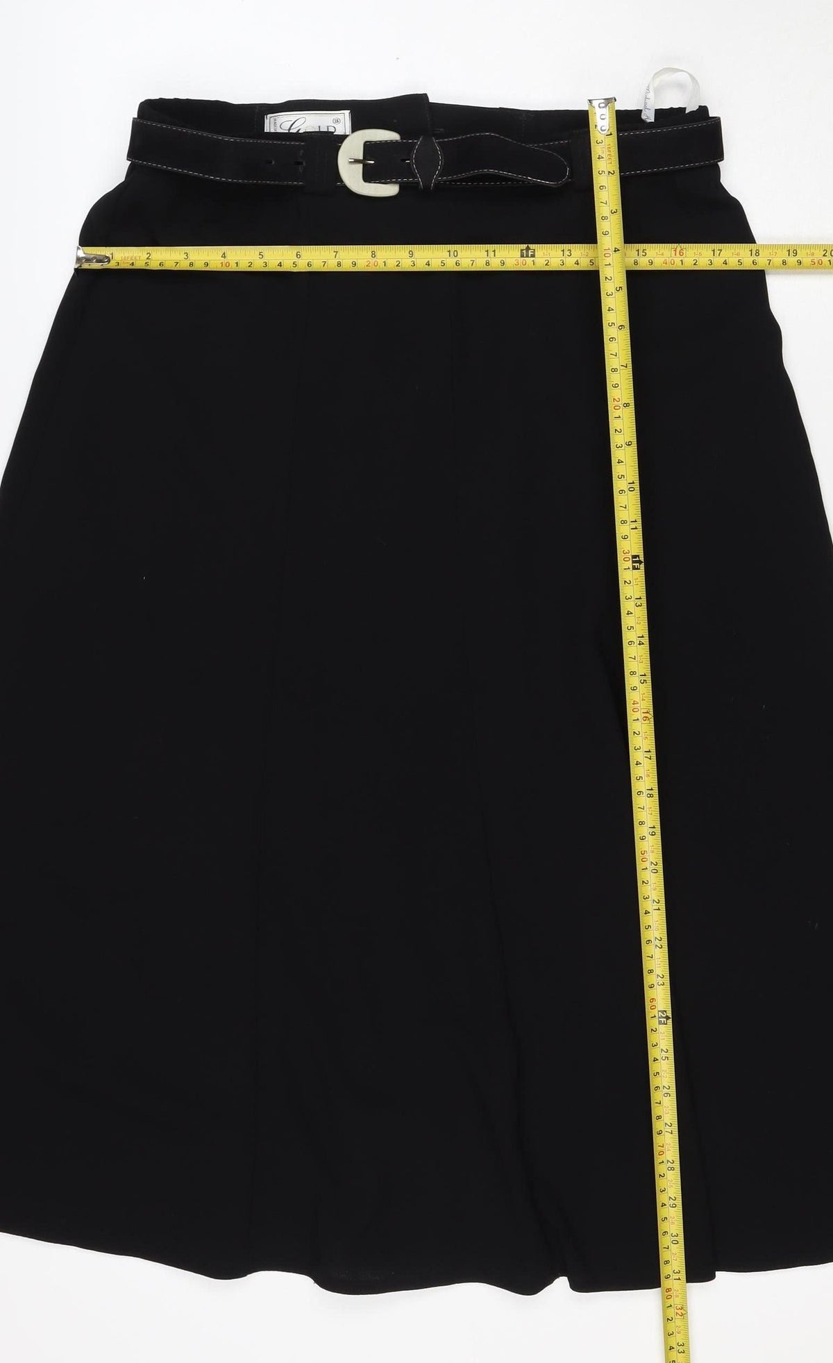 Gold by Michael Women Black Size 16 Long A-Line Belted Skirt