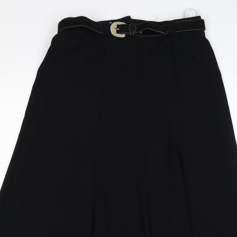 Gold by Michael Women Black Size 16 Long A-Line Belted Skirt