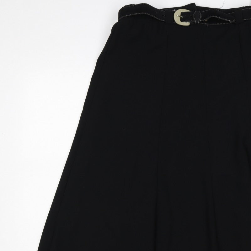 Gold by Michael Women Black Size 16 Long A-Line Belted Skirt