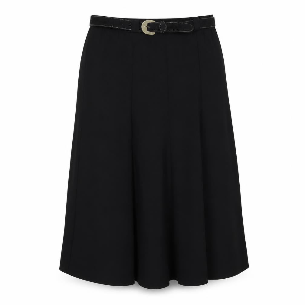 Gold by Michael Women Black Size 16 Long A-Line Belted Skirt