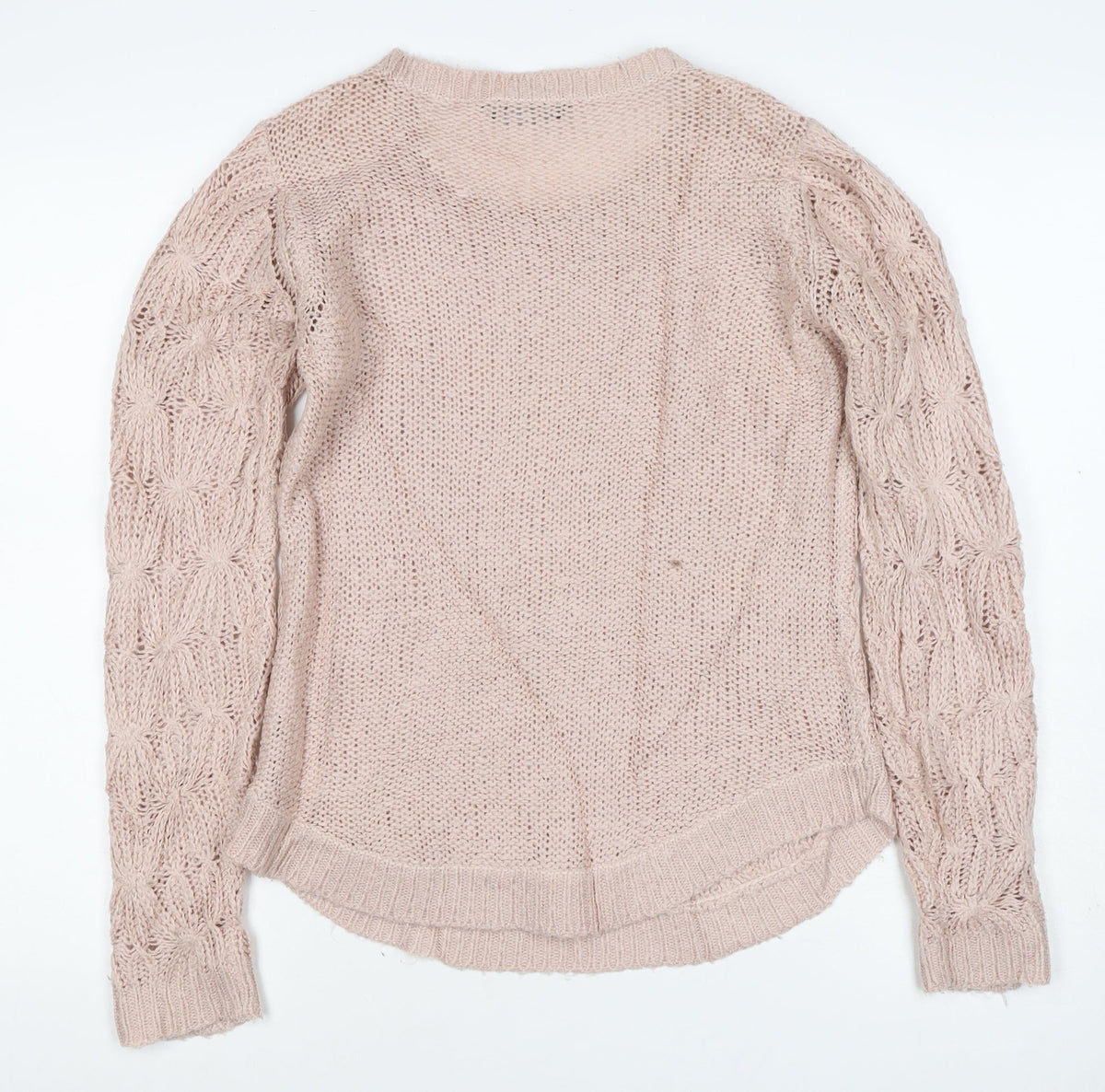 Dorothy Perkins Women Pink UK 12 Floral Open Knit Pullover Jumper
