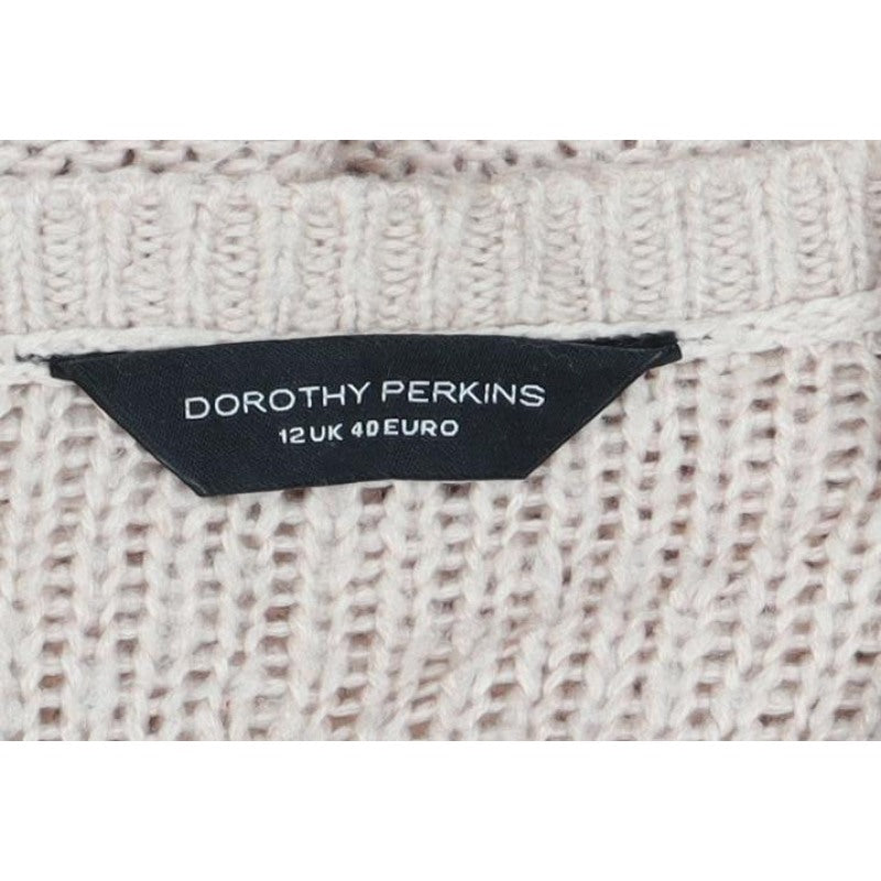Dorothy Perkins Women Pink UK 12 Floral Open Knit Pullover Jumper