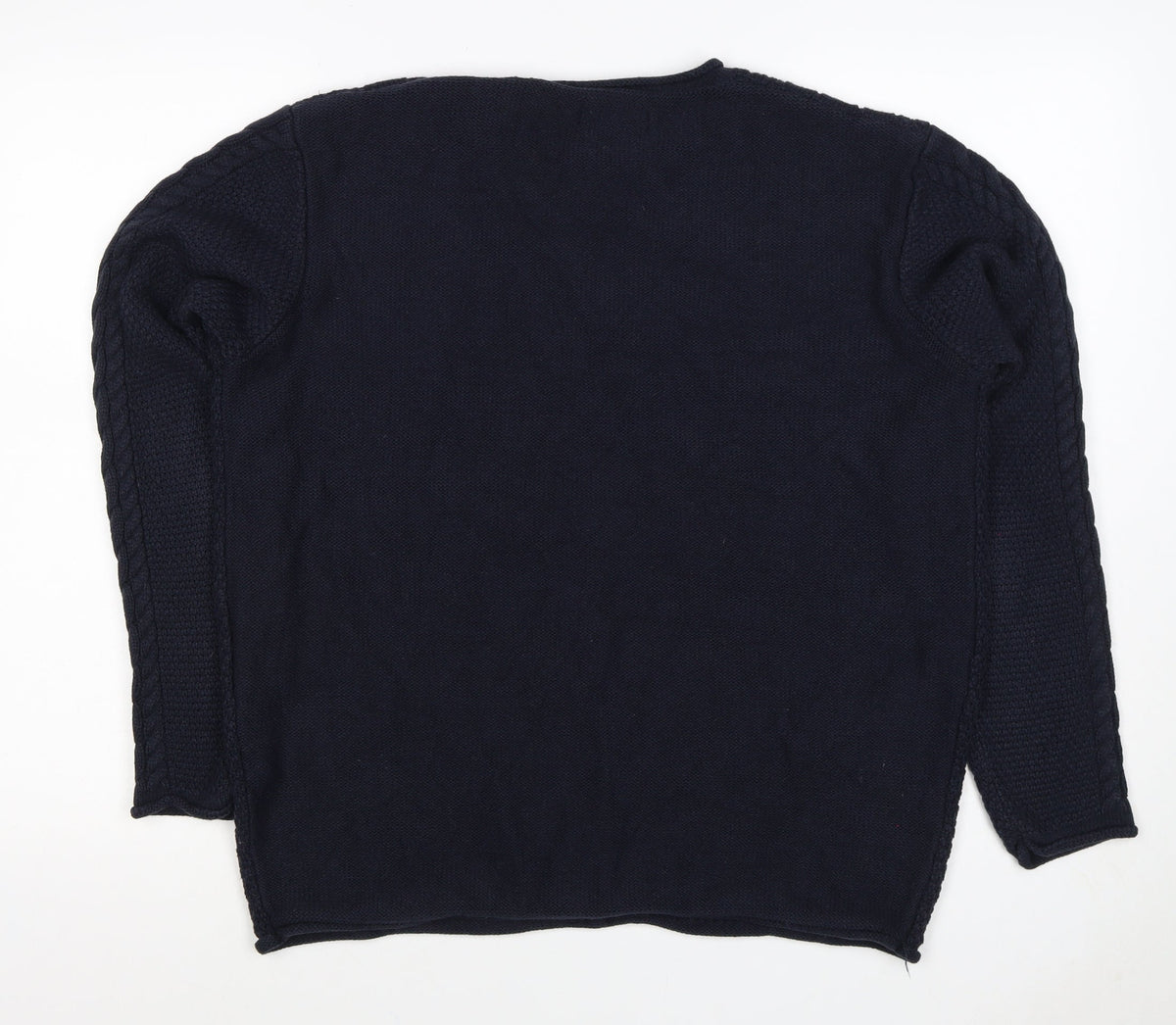 Jack & Jones Unisex Blue L Cable Knit Crew Neck Pullover Jumper
