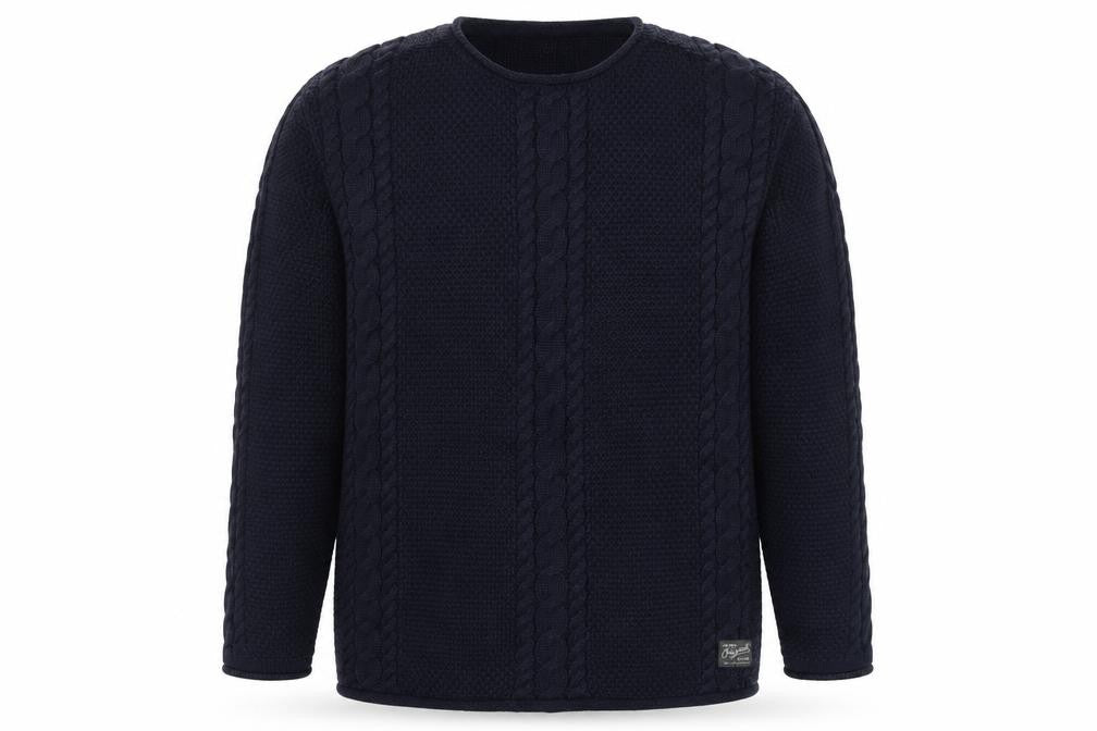 Jack & Jones Unisex Blue L Cable Knit Crew Neck Pullover Jumper