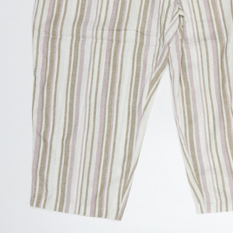 TU Women’s Beige Pink Striped Drawstring Cropped Trousers UK 18